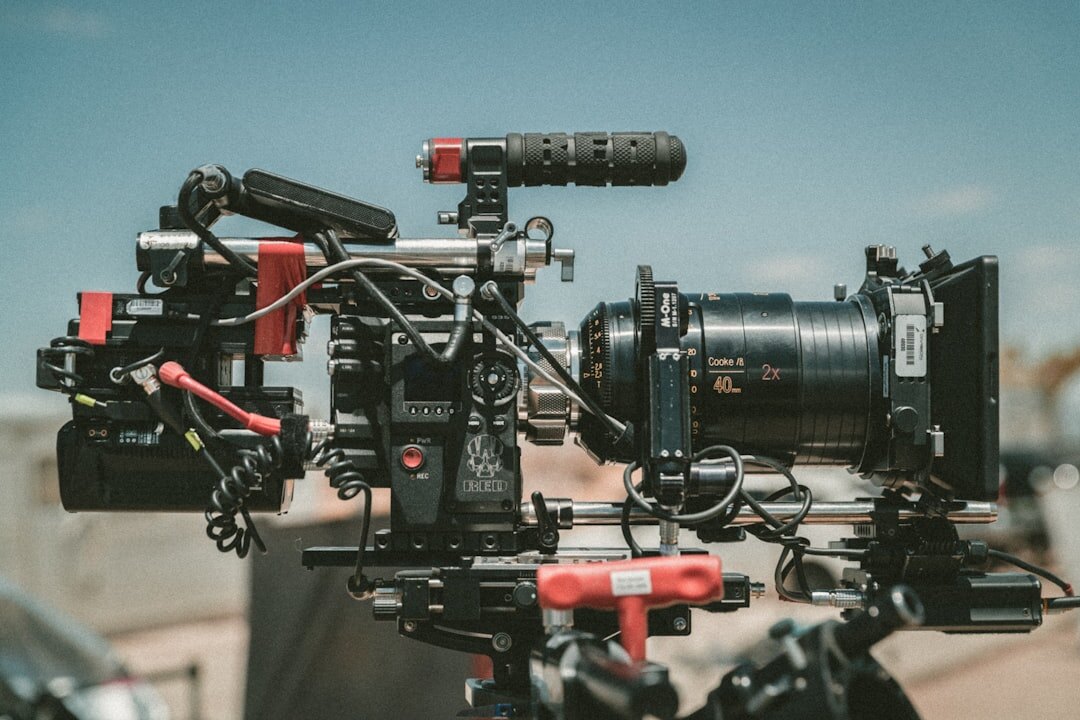 Professional PTZ broadcast cameras mounted on studio rigging